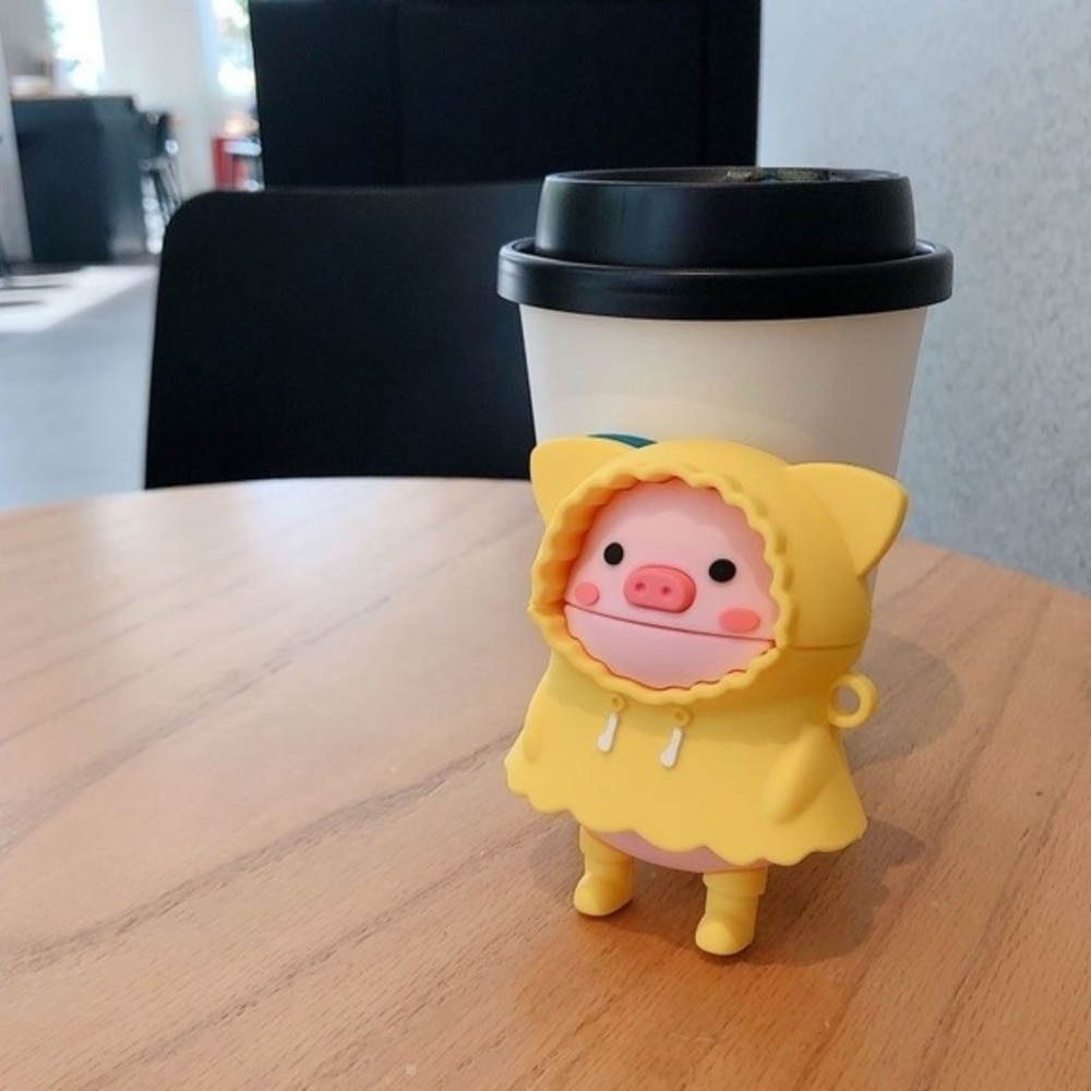 3D Cute piggy in raincoat Silicone Protective Case Cover for Airpods pro new